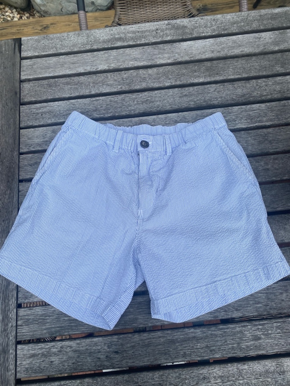 Men's Blue Seersucker Shorts Chubbies 5.5” inseam